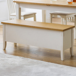 Julian Bowen Davenport 2 Seater Oak and Ivory Storage Dining Bench