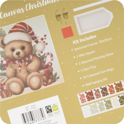All I Want For Christmas Neutral Crystal Canvas Bear Kit - thumbnail 4