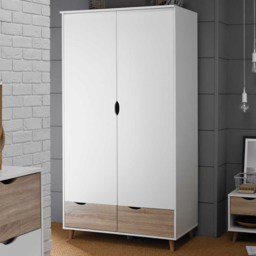 Stockholm 2 Door 2 Drawer Oak and White Wardrobe