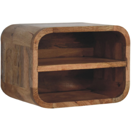Artisan Furniture Oak-ish 2 Shelf Solid Wood Floating Open Curve Bedside Table - thumbnail 3