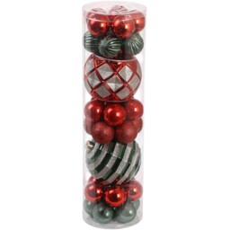 Santa's Chalet Red Bauble 32 Pack