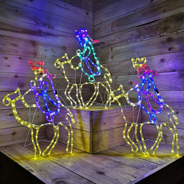 Samuel Alexander 70cm 420 Multicoloured LED Three Wise Men On Camels Nativity Scene - image 1