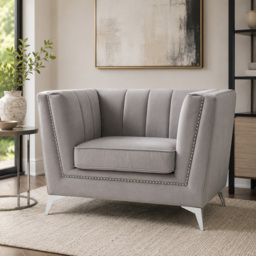Premier Housewares Hansa Grey Velvet Accent Chair - thumbnail 4
