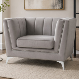 Premier Housewares Hansa Grey Velvet Accent Chair