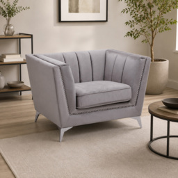 Premier Housewares Hansa Grey Velvet Accent Chair - thumbnail 3