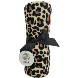 My Home Leopard Print Rabbit Faux Fur Throw