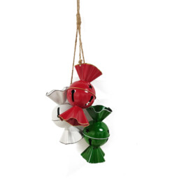 Sleigh Bells Ring Multicolour Trio Sweet Christmas Bell Decoration 76cm - thumbnail 2