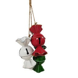 Sleigh Bells Ring Multicolour Trio Sweet Christmas Bell Decoration 76cm