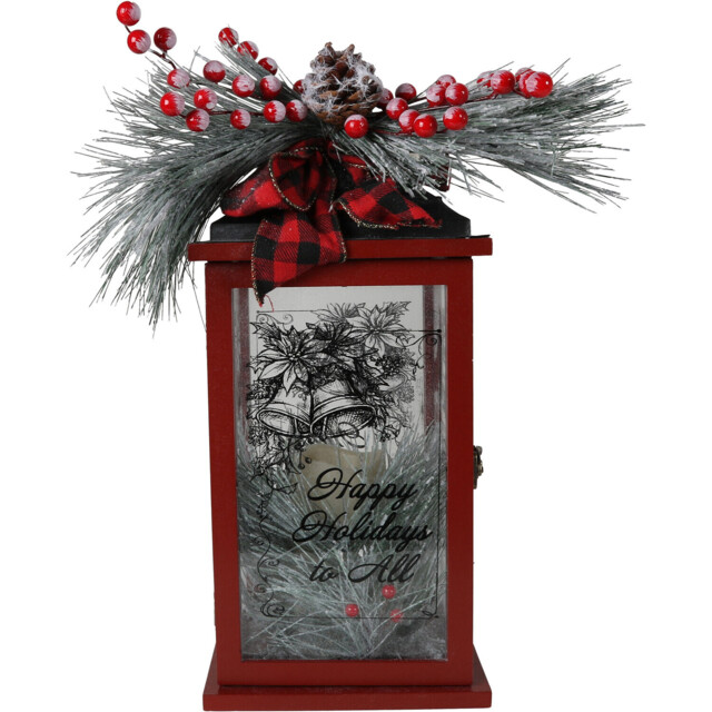 Sleigh Bells Ring LED Christmas Foliage Metal Lantern - image 1
