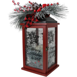 Sleigh Bells Ring LED Christmas Foliage Metal Lantern - thumbnail 2