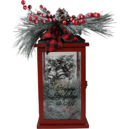 Sleigh Bells Ring LED Christmas Foliage Metal Lantern - thumbnail 1