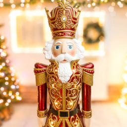 The Christmas Centre Red and Gold LED Light Nutcracker King 5.5ft - thumbnail 3