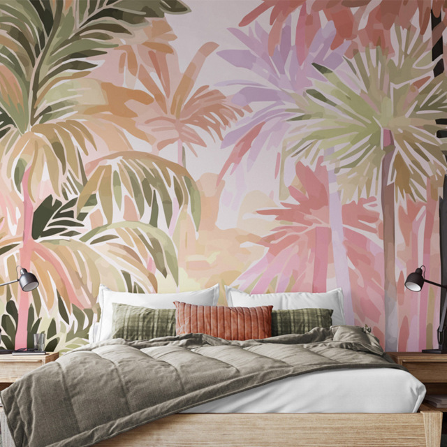 Origin Murals Pretty Palms Pink Wall Mural - image 1