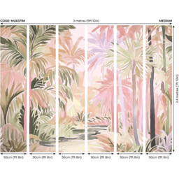Origin Murals Pretty Palms Pink Wall Mural - thumbnail 3