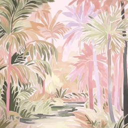 Origin Murals Pretty Palms Pink Wall Mural - thumbnail 2