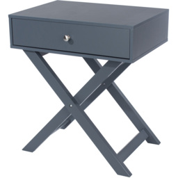 Leighton Single Drawer Midnight Blue X leg Bedside Table - thumbnail 2