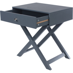 Leighton Single Drawer Midnight Blue X leg Bedside Table - thumbnail 4