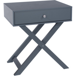 Leighton Single Drawer Midnight Blue X leg Bedside Table - thumbnail 3
