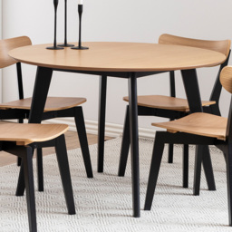 Florence Roxby Round Dining Table Oak and Black