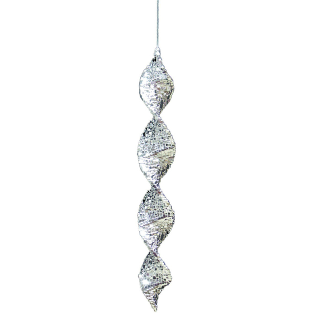 Frosted Fairytale Silver Shiny Spiral Droplet Single Ornament