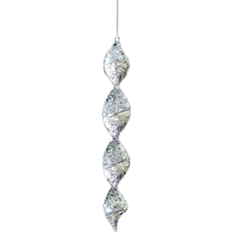Frosted Fairytale Silver Shiny Spiral Droplet Single Ornament