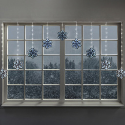85 White LED 9 Piece Blue Snowflake Infinity Curtain Light