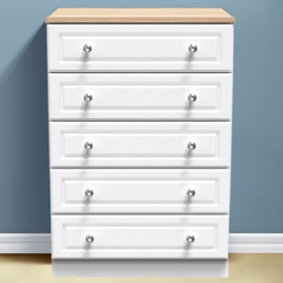 Crowndale Norfolk 5 Drawer White Ash and Bardolino Oak Chest of Drawers