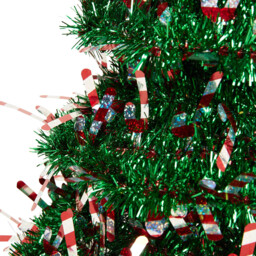 Single Green Tinsel Christmas Tree 42cm in Assorted styles - thumbnail 4