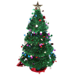 Single Green Tinsel Christmas Tree 42cm in Assorted styles - thumbnail 2