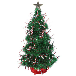 Single Green Tinsel Christmas Tree 42cm in Assorted styles - thumbnail 1
