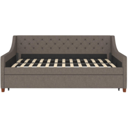 Novogratz Her Majesty Single Brown Linen Daybed with Trundle - thumbnail 2