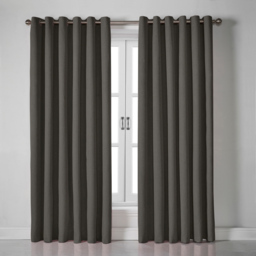 Alan Symonds Linen Look Blackout Ring Top Eyelet Curtains Charcoal 110 x 229cm