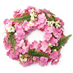 Leaf Pink Floral Blossom Artificial Wreath 40cm - thumbnail 1