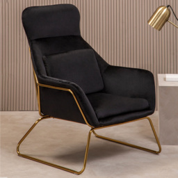 Premier Housewares Stockholm Black Velvet Armchair - thumbnail 1