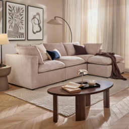 Juliet 4 Seater Symphony Pearl Chenille Fabric Corner Modular Chaise Sofa