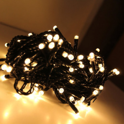 Best Artificial Mains Powered 100 Warm White LED Multi-Function Black String Light 10m