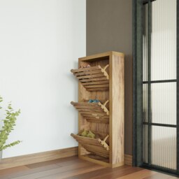 Erik Wooden Slatted Shoe Storage Cabinet - thumbnail 3
