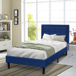 Brooklyn Single Blue Buttoned Headboard Bed Frame - thumbnail 3