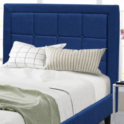 Brooklyn Single Blue Buttoned Headboard Bed Frame - thumbnail 2