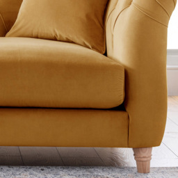 2 Seater Ochre Velvet Sofa - thumbnail 3