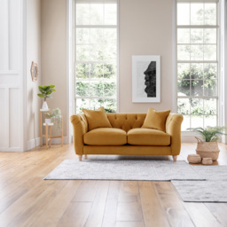 2 Seater Ochre Velvet Sofa - thumbnail 4