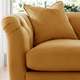 2 Seater Ochre Velvet Sofa - thumbnail 2