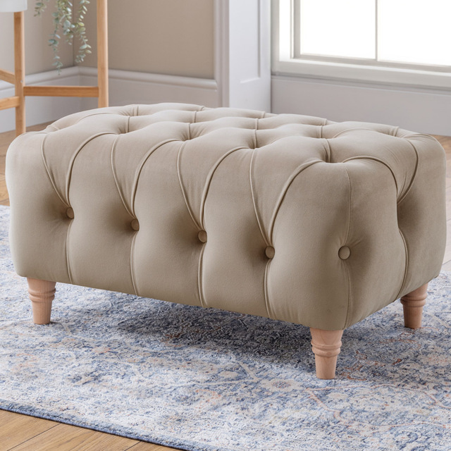 Putty Velvet Footstool - image 1