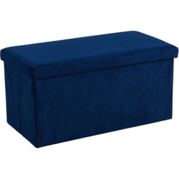 Home Source Corduroy Blue Rectangular Folding Ottoman - thumbnail 2