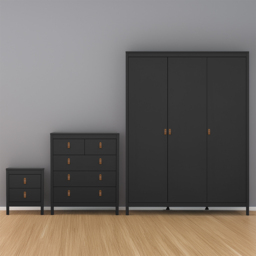 Florence Barcelona Matt Black 3 Piece Bedroom Furniture Set