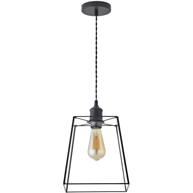 ValueLights Susie LED Glass Lantern Shade Matte Black Single Ceiling Pendant Light - image 1