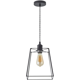 ValueLights Susie LED Glass Lantern Shade Matte Black Single Ceiling Pendant Light - thumbnail 1
