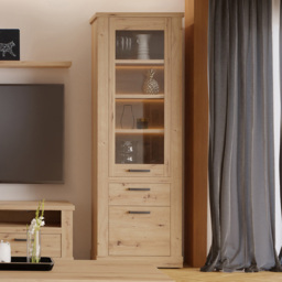 Florence Corona 2 Door Single Drawer Artisan Oak Narrow Display Cabinet