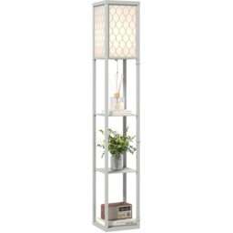 Portland Light Grey 3 Shelf Fabric Shade Floor Lamp