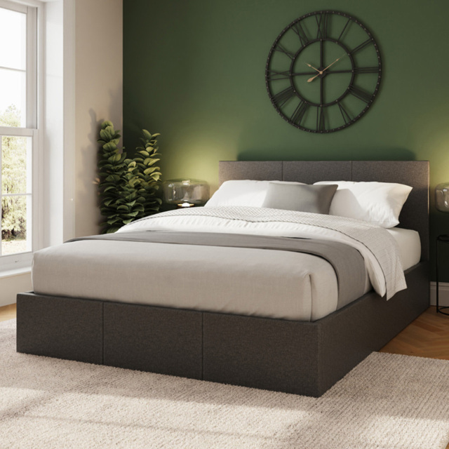 GFW King Size Light Grey End Lift Ottoman Bed with Stitched Headboard - image 1
